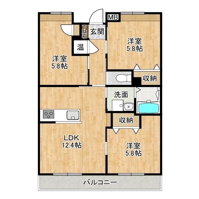 プランドール葵(3LDK/3階)の間取り写真
