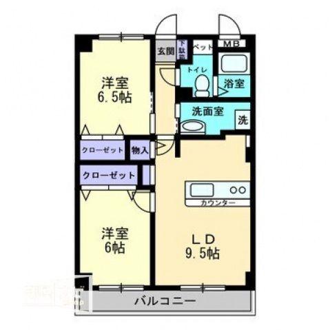 フィネス多賀II(2LDK/2階)の間取り写真
