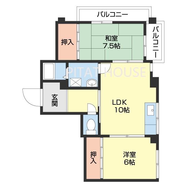 バァウハウス(2LDK/3階)の間取り写真