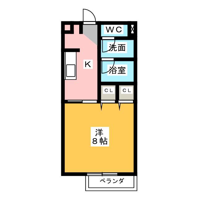 CORPOオリエンタル B棟(1K/2階)の間取り写真