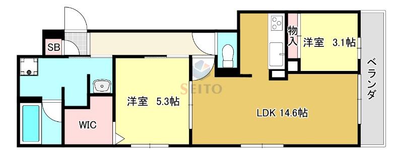 クラシスト三津屋南(2LDK/3階)の間取り写真