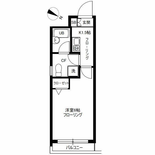 メゾンボア西小山(1K/3階)の間取り写真