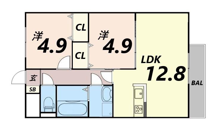 MISTRAL北条宮の町(2LDK/3階)の間取り写真