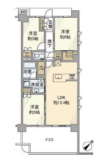 プラウド朝霞台(3LDK/1階)の間取り写真