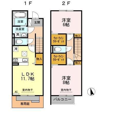 モンステラ(2LDK/1階)の間取り写真