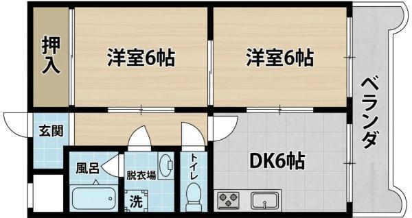セントラルマンション太平(2DK/4階)の間取り写真