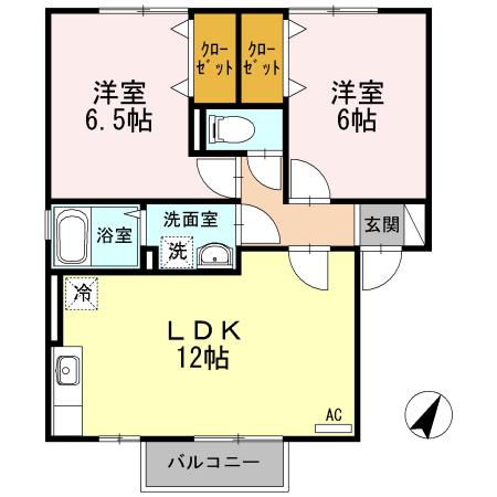 グレイスB(2LDK/2階)の間取り写真