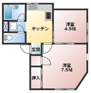 メゾンフルール(1K/1階)の間取り写真