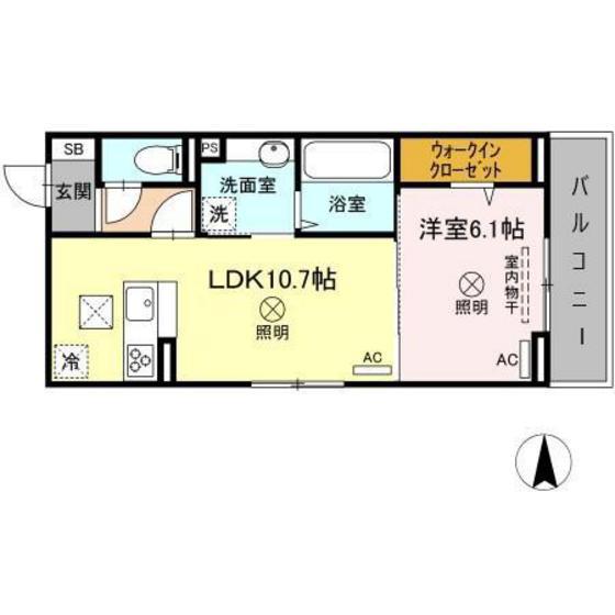 ベイ ブランシェ奥田(1LDK/1階)の間取り写真