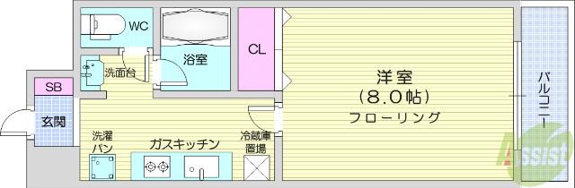 ラ・ステートハウス(1K/2階)の間取り写真