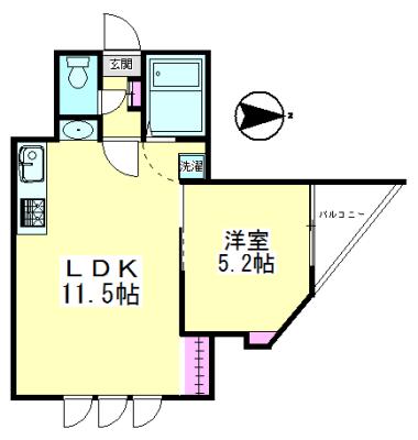 シーズンテラス(1LDK/3階)の間取り写真