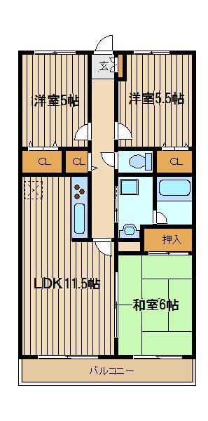 ベルデュール大泉(3LDK/2階)の間取り写真