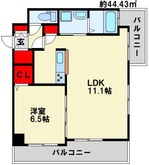 アロンジ(1LDK/5階)の間取り写真