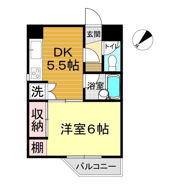 ダイアパレス栄町(1DK/4階)の間取り写真
