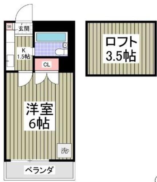 東武東上線 高坂駅 徒歩5分 2階建 築37年(1K/1階)の間取り写真
