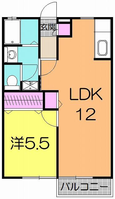グリーンヴィラB(1LDK/1階)の間取り写真