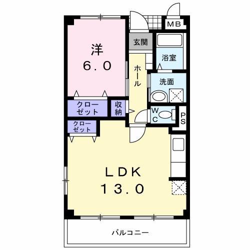 グレイスマンションII(1LDK/2階)の間取り写真