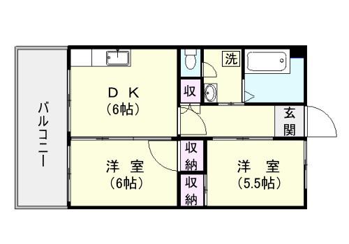 エヴォルート南栄(2DK/4階)の間取り写真
