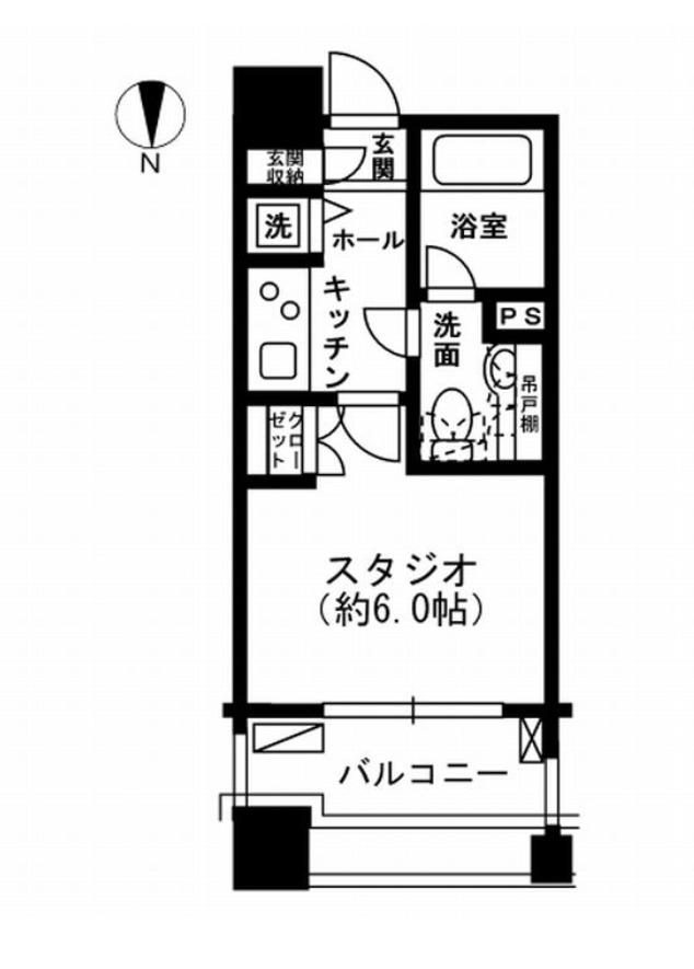 レジディア市ヶ谷(1K/2階)の間取り写真