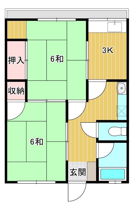 向野ビル(2K/3階)の間取り写真