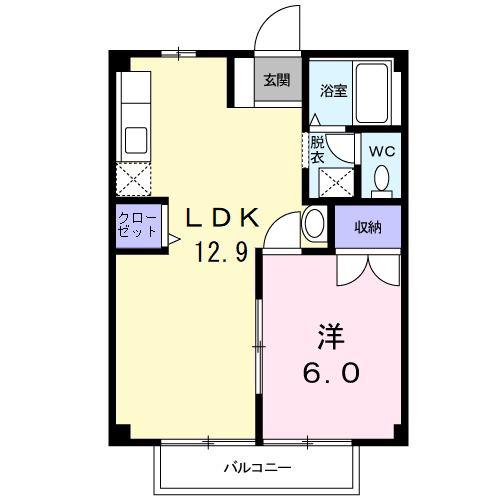 エイブルーI(1LDK/2階)の間取り写真