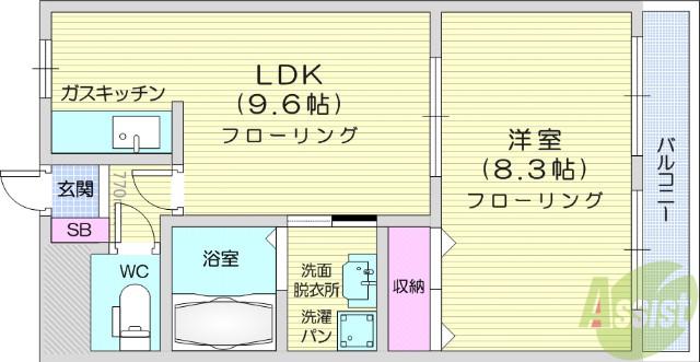 エクセルアシューレ(1LDK/2階)の間取り写真