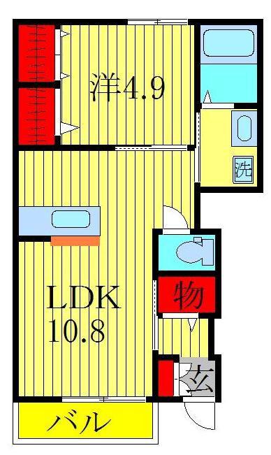 クレール松葉 III(1LDK/1階)の間取り写真