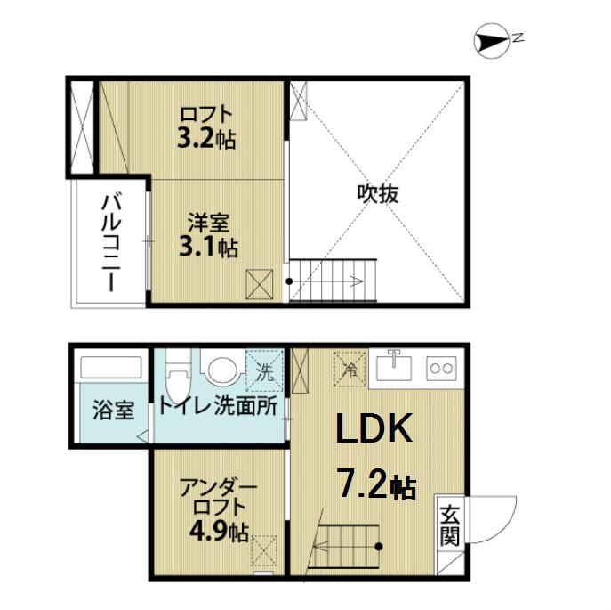 サンエイブリッジI(1LDK/2階)の間取り写真
