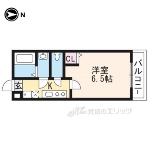ロックブック中書島(1K/4階)の間取り写真