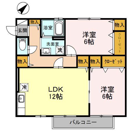 レジデンス星が丘(2LDK/2階)の間取り写真
