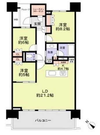 HARUMI FLAG SEA VILLAGE A棟(3LDK/11階)の間取り写真