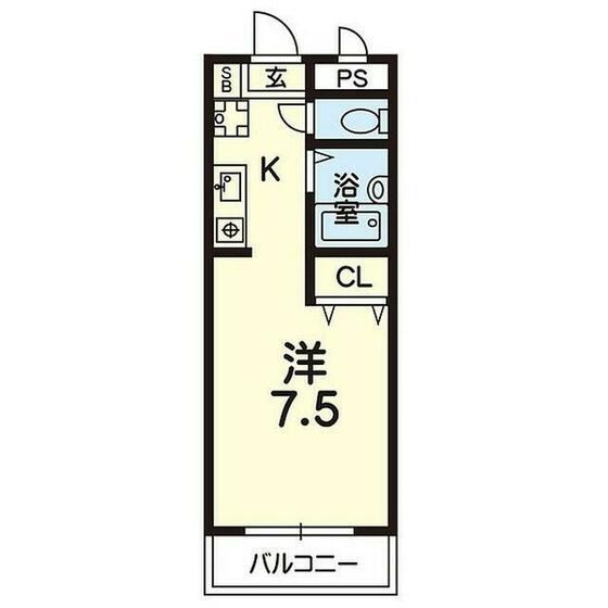 モンパレ上水前寺(ワンルーム/2階)の間取り写真