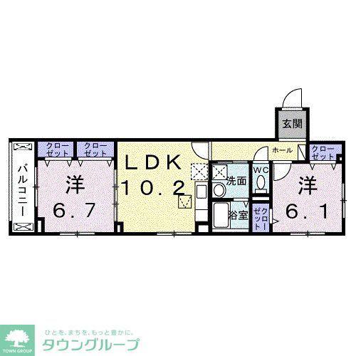 グルックパティオ高円寺(2LDK/1階)の間取り写真