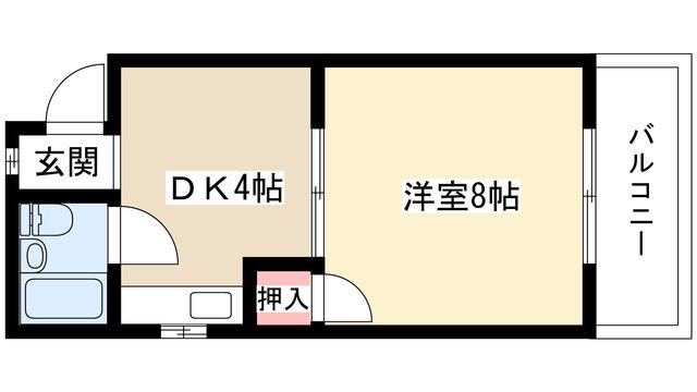 シャトウ山田(1DK/2階)の間取り写真