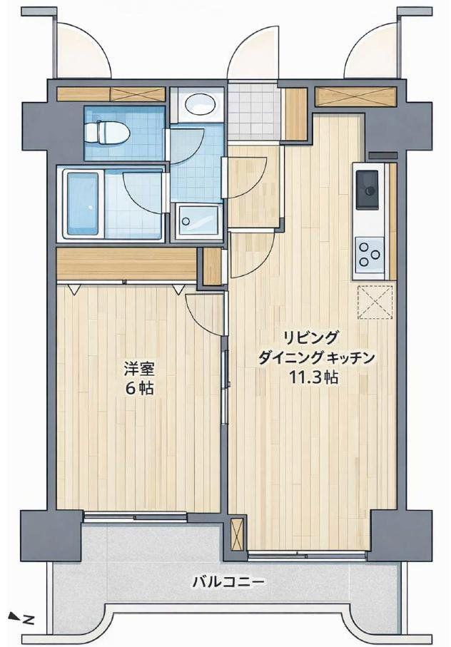 プリメール柳島(1LDK/5階)の間取り写真