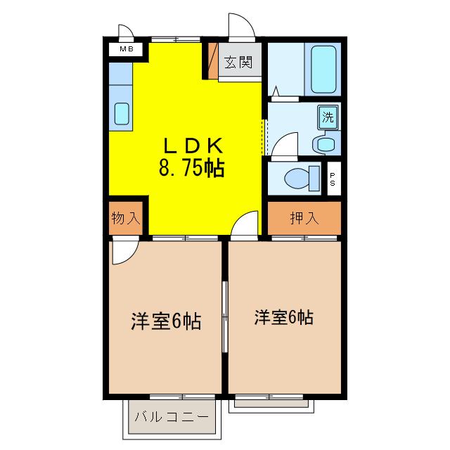 K`S HOUSE(2LDK/2階)の間取り写真
