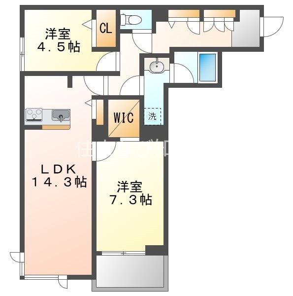 LUANA VIP RESIDENCE(2LDK/4階)の間取り写真