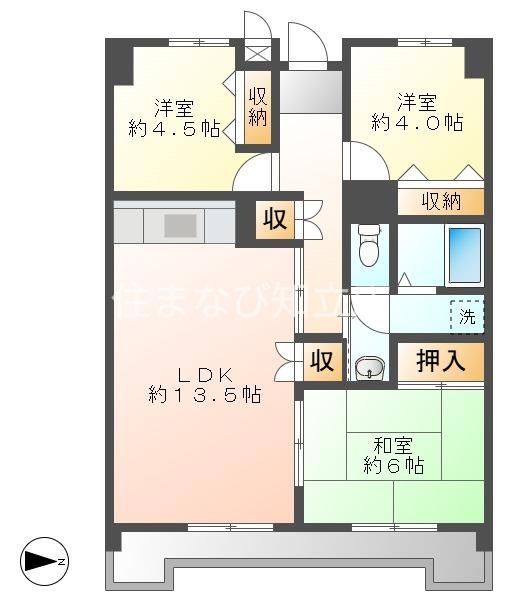 サンコート三高(3LDK/11階)の間取り写真