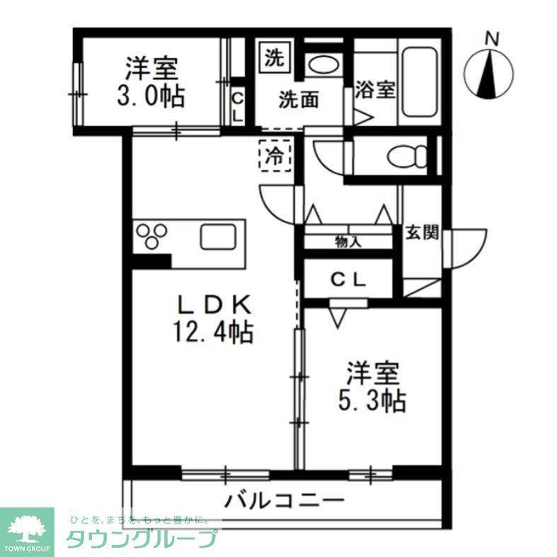 NOBLE RAFFINER 元町(2LDK/3階)の間取り写真