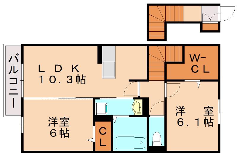 エピナール21 B棟(2LDK/2階)の間取り写真