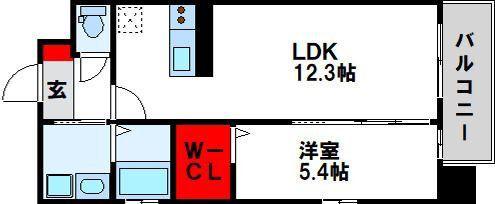 MUU.黒崎(1LDK/3階)の間取り写真