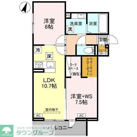 アドラブール B棟(2LDK/1階)の間取り写真