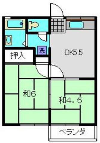 コーポふじまき(2DK/2階)の間取り写真