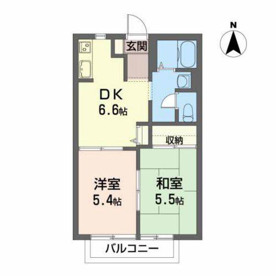 ヴォルテール A(2DK/2階)の間取り写真