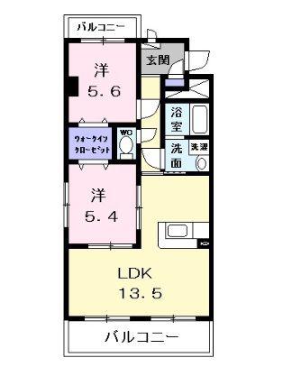 アンジューV(2LDK/7階)の間取り写真