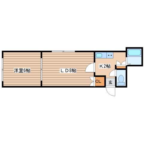 パラシオン琴似(1LDK/4階)の間取り写真
