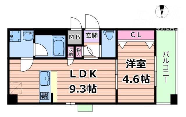 スプランディッド新大阪VIII(1LDK/12階)の間取り写真