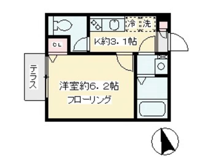 プライムレジデント(1K/2階)の間取り写真