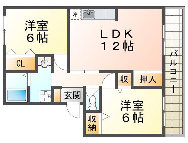 メゾン桃山台(2LDK/2階)の間取り写真