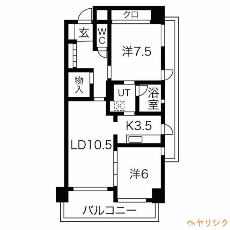 ソレイユ徳川(2LDK/4階)の間取り写真